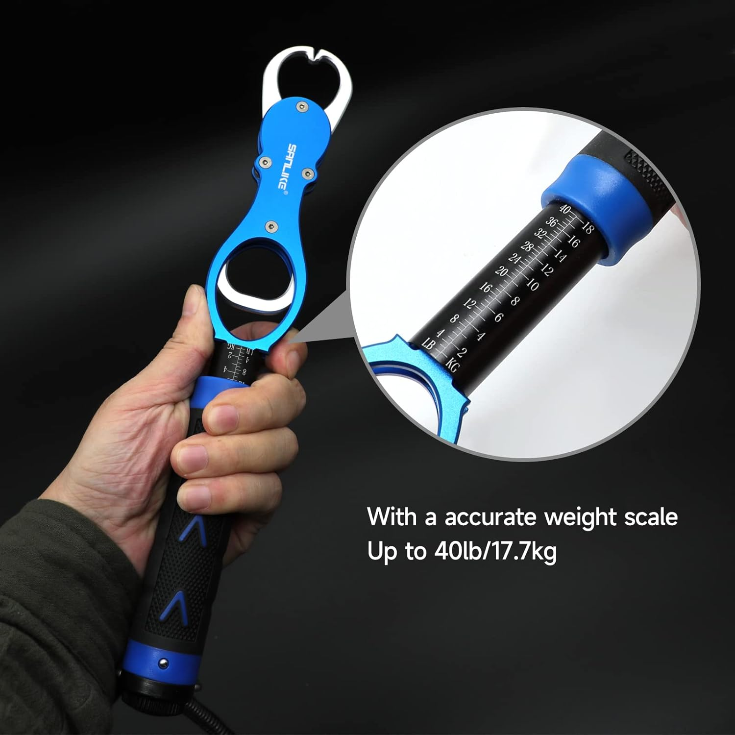 KOMCLUB Fish Grip Fish Lip Gripper with Digital Scale Professional Aluminium Fish Gripper Portable Durable Fish Holder for Fishing Enthusiasts image number 4