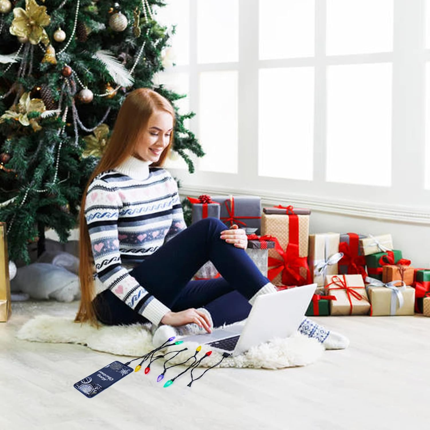 USB Christmas Light Phone Charger Cord USB and Bulb Charging Cable 50Inch 10LED Bulb Compatible with Phone 8 8Plus X XR XS XS Max 11Pro Max Etc (1PCS) image number 3