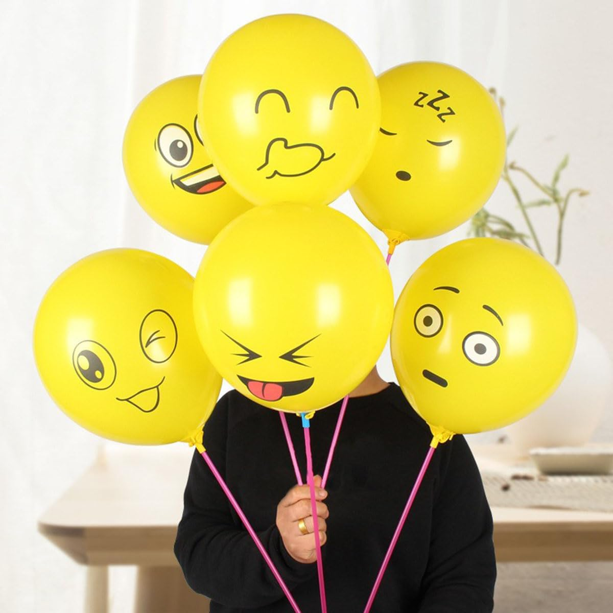 100Pcs Emoji Latex Balloons Funny Face Latex Balloons for Birthday Party Face Balloons Smile Printed Balloons Birthday Home Decoration 12Inch