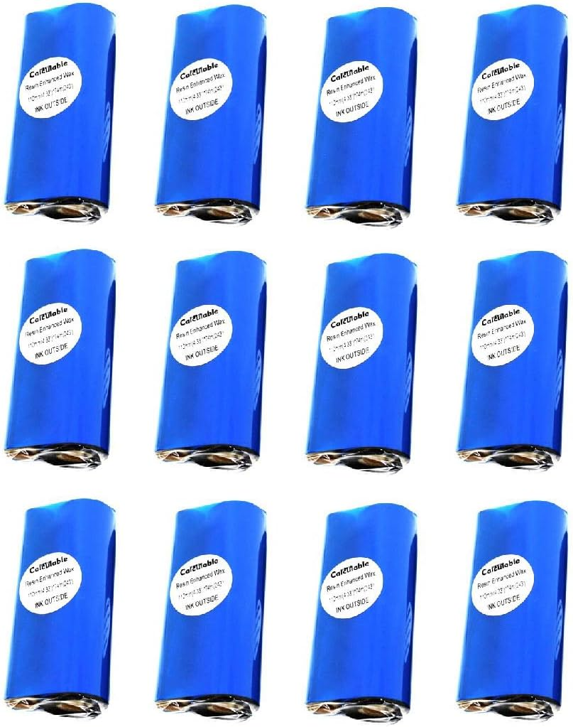 Calculable Resin Enhanced Wax 4.33" X984' (110Mm X 300M) 1" Core 1" Vice Core Ultra Durable Thermal Transfer Wax Ribbon for Zebra Desktop Printer S4M Z4M 105SE 105S 105SL 105Slplus 160S S500 S600.Etc