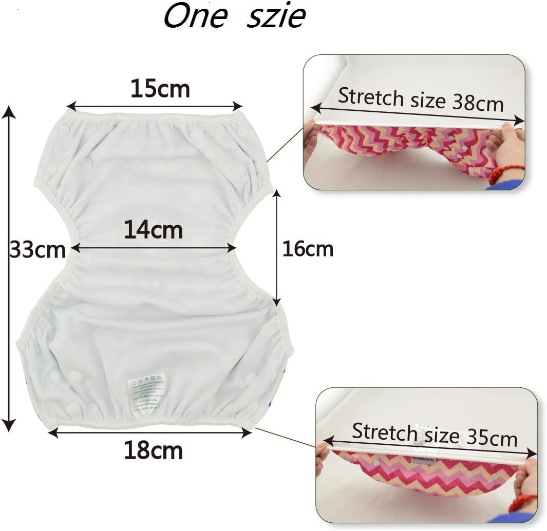 ALVABABY Swim Diapers 2Pcs Baby Toddler Infant Snap One Size Reusable Adjustable Washable 0-2 Years Old Boys Girl Swim Diaper Baby Boy DYK13-14-AU image number 3