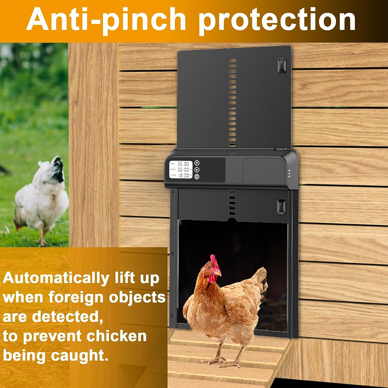 AUTENS Chicken Coop Door Automatic Aluminum Auto Coop Door with Timer Control LCD Display Door Opener Black image number 4