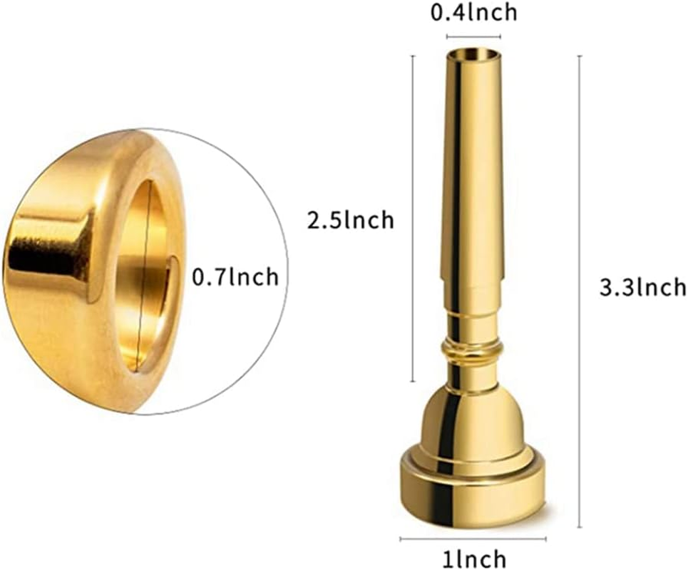 3 Pack Trumpet Mouthpiece Accessories Trumpet Mouthpiece 3C 5C 7C Trumpet for Beginners (Gold) image number 4