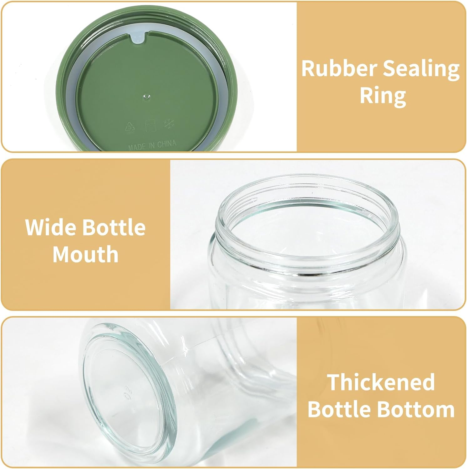 4-Pack Overnight Oats Containers with Lids, 15.2 OZ Glass Jar with Screw Lid, Wide Mouth Airlight Jar Overnight Oats Jars for Fruit, Salad,Spice, Candy, Jam, Seasoning, Meal Prep Containers image number 5