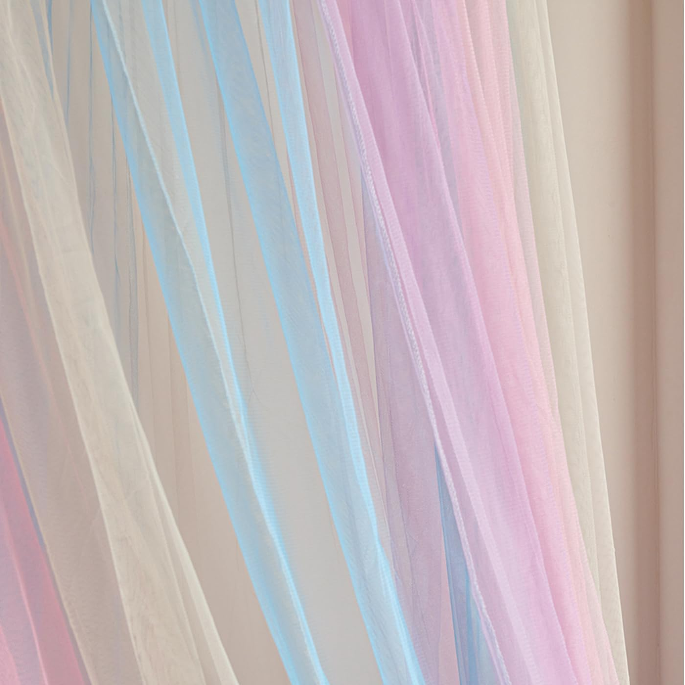 Rainbow Bed Canopy for Girls, Ruffles Mosquito Net with Dust-Proof round Dome Kids Dreamy Princess Bed Canopy Netting Room Crib Bed Curtains Camp Decor Accessories Child Reading Corners Ceiling Tent image number 3