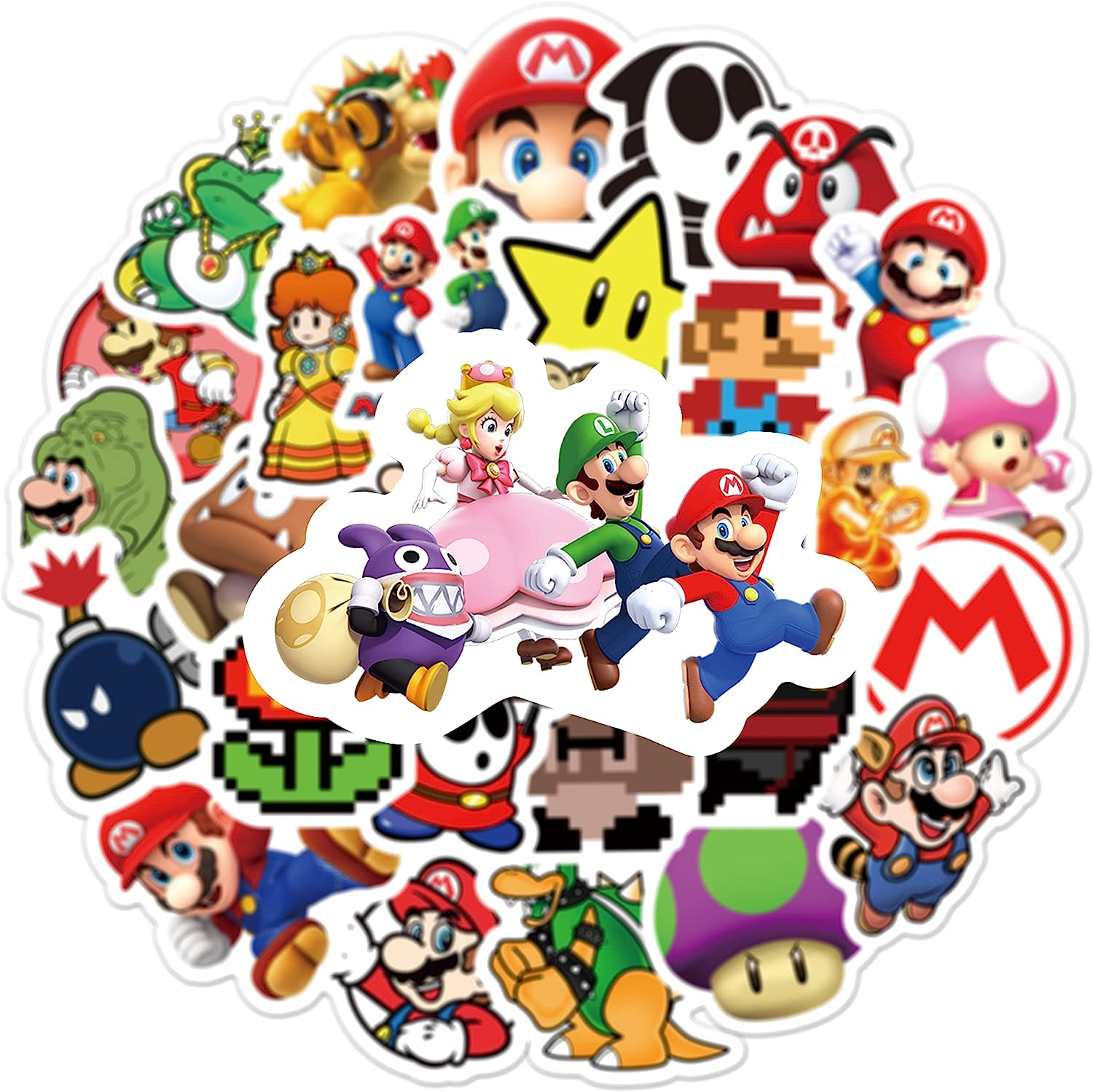50PCS Super Mario Stickers, Vinyl Waterproof Stickers for Laptop,Bumper,Skateboard,Water Bottles,Computer,Phone,Cartoon Anime Stickers for Kids Teens Adult image number 5