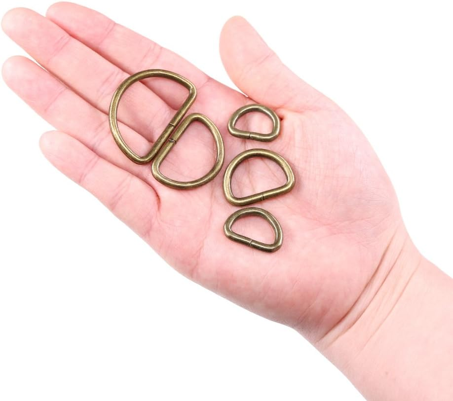 Swpeet 100 Pcs Bronze Assorted Multi-Purpose Metal D Ring Semi-Circular D Ring for Hardware Bags Ring Hand DIY Accessories - 1.3Cm, 1.6Cm, 1.9Cm, 2.5Cm, 3.2Cm image number 2