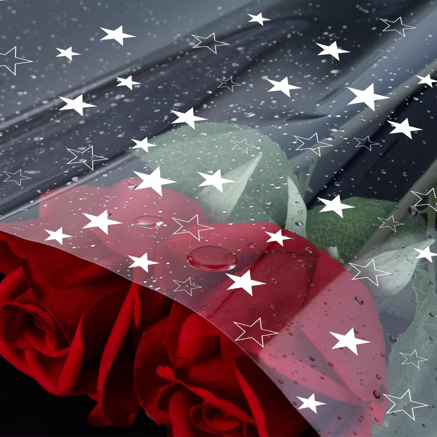 Fayrvind Large Star Clear Cellophane Wrapping Roll, 84Cm X 20M (84Cm Width Folded to 42Cm) Transparent Cellophane Roll with Pull Bows for Gift Hampers Packing for Christmas, Mothers Day, Fathers Day image number 4