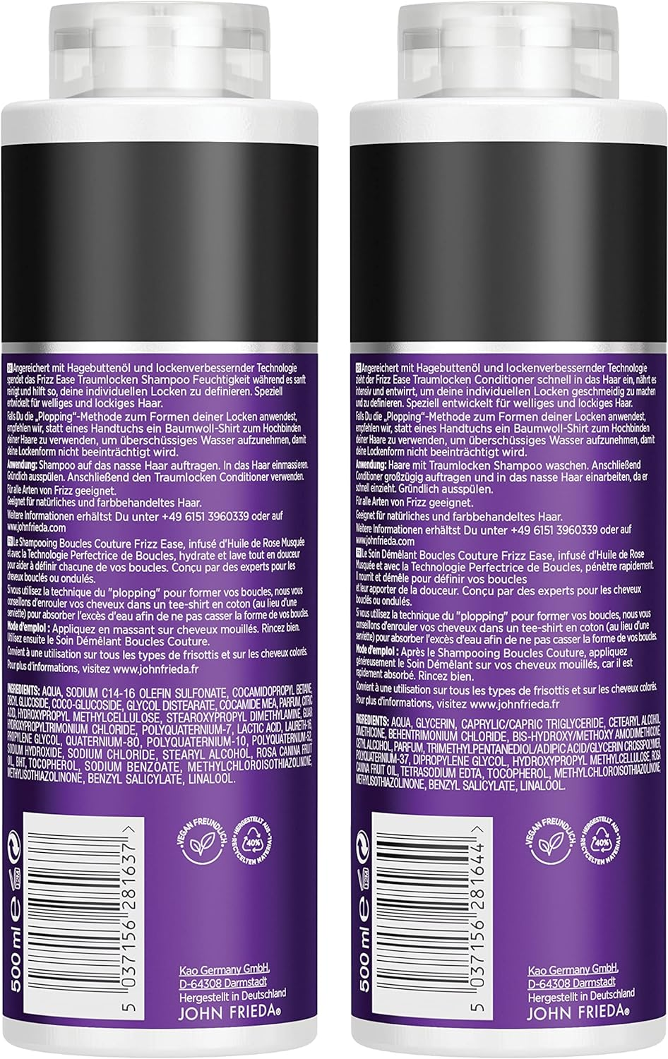 John Frieda Traumlocke Shampoo/Conditioner Value Set - Contents: 1X Shampoo 500 Ml & 1X Conditioner 500 Ml - Refillable - Frizz Ease Series - for Curly & Wavy Hair image number 2