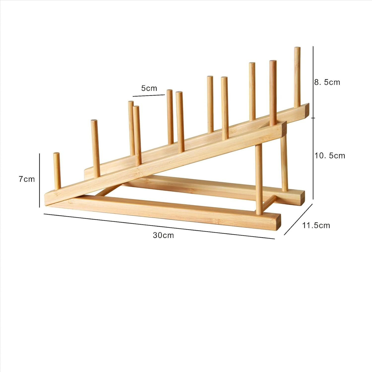 1 Pack Bamboo Wood Dish Drying Rack - Kitchen Cabinet Organizer for Plates, Dishes, Cups, Cutting Boards - Space-Saving Dish Drainer Stand image number 2