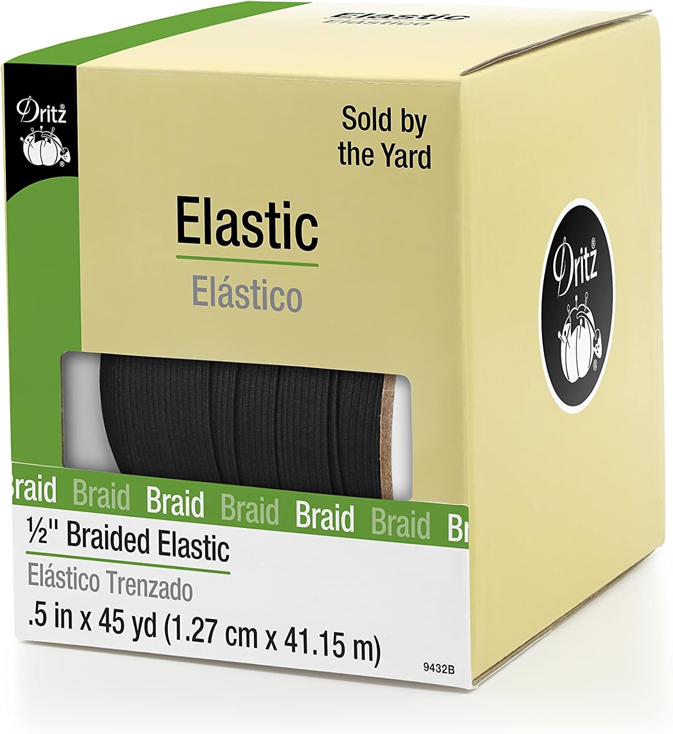 Dritz 3/8" Braided, White, 60 Yd Elastic, 3/8-Inch by 60-Yard
