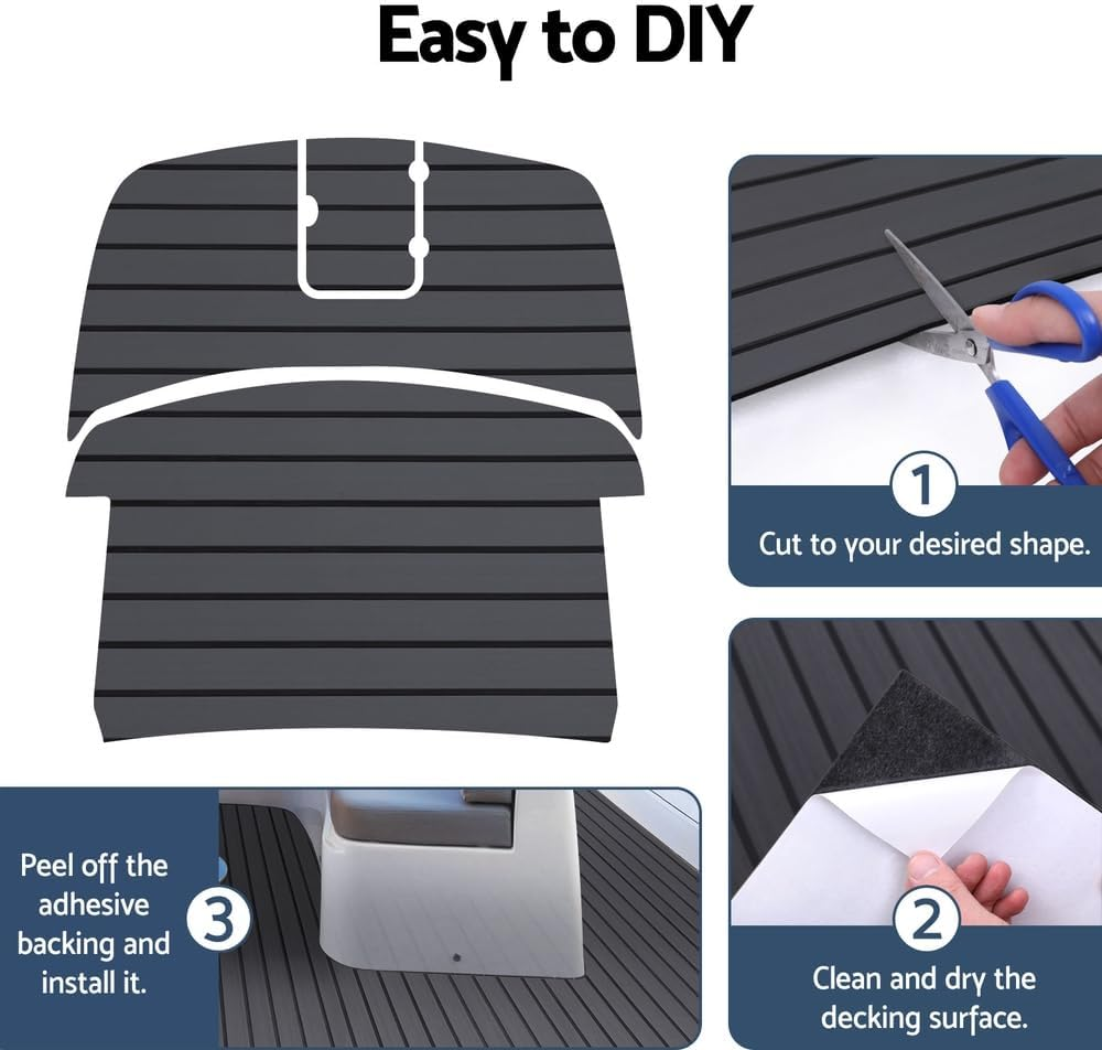 EVA Boat Flooring Foam Mat Decking, DIY Rectangular Boats Mats Carpet Sheet Sea Flooring Trailer Roller Accessories Decor for Motorboat Yacht Kayak Swim Platform, Dark Grey image number 3