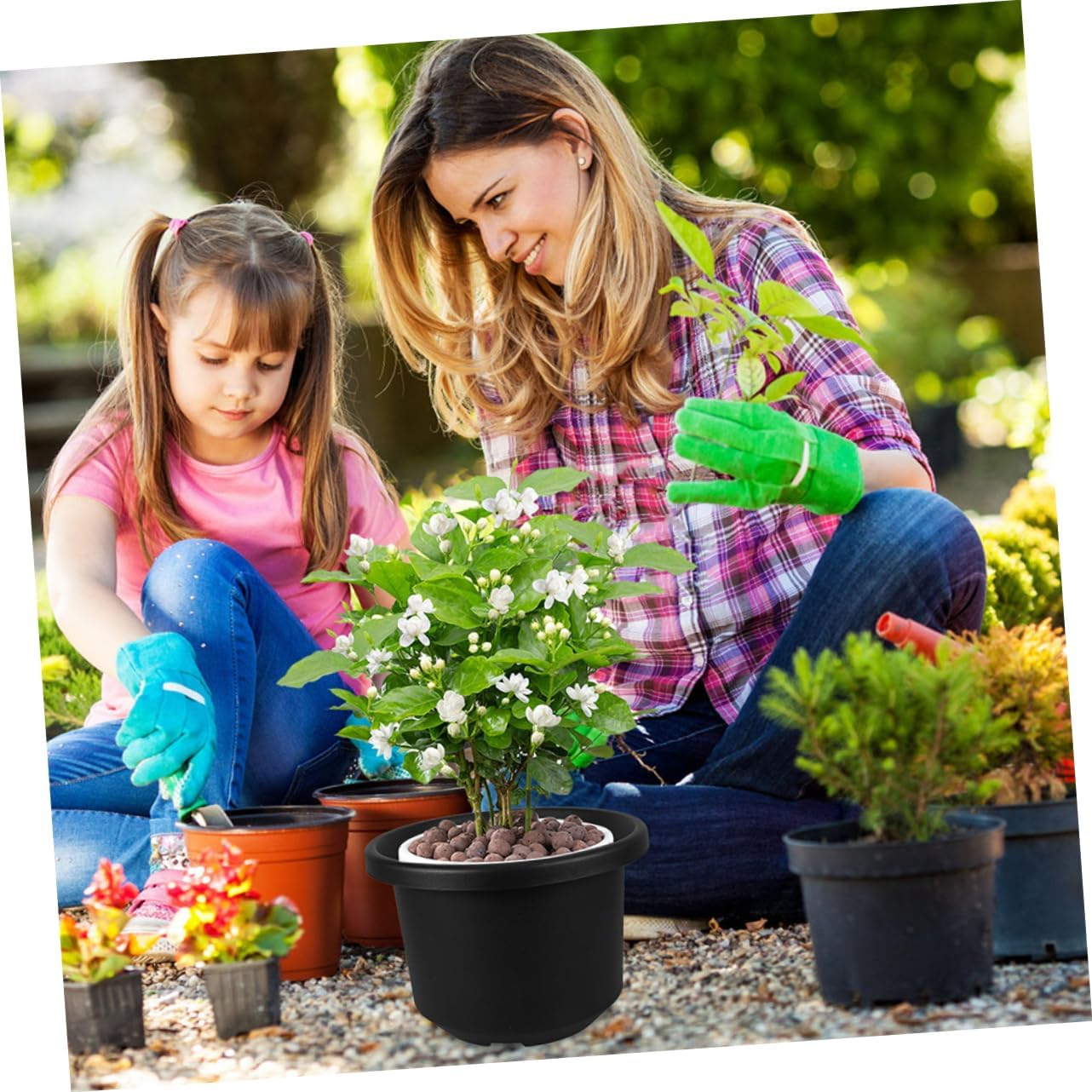 2Pcs Nursery Pot for Plants Outdoor Indoor Grow Pots Large Plastic Planters Drainage Black For image number 3