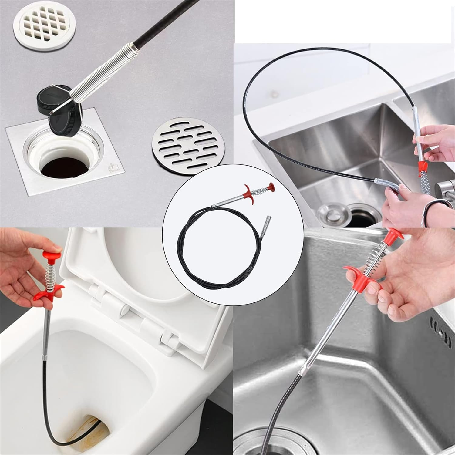 79 Inch Drain Snake Grabber Pick up Reacher Tool，Sink Snake for Sewer Kitchen Sink Bathroom Tub Toilet Clogged Drains Relief Cleaning Tool, Toilet Snake Drain Clog Remover image number 2