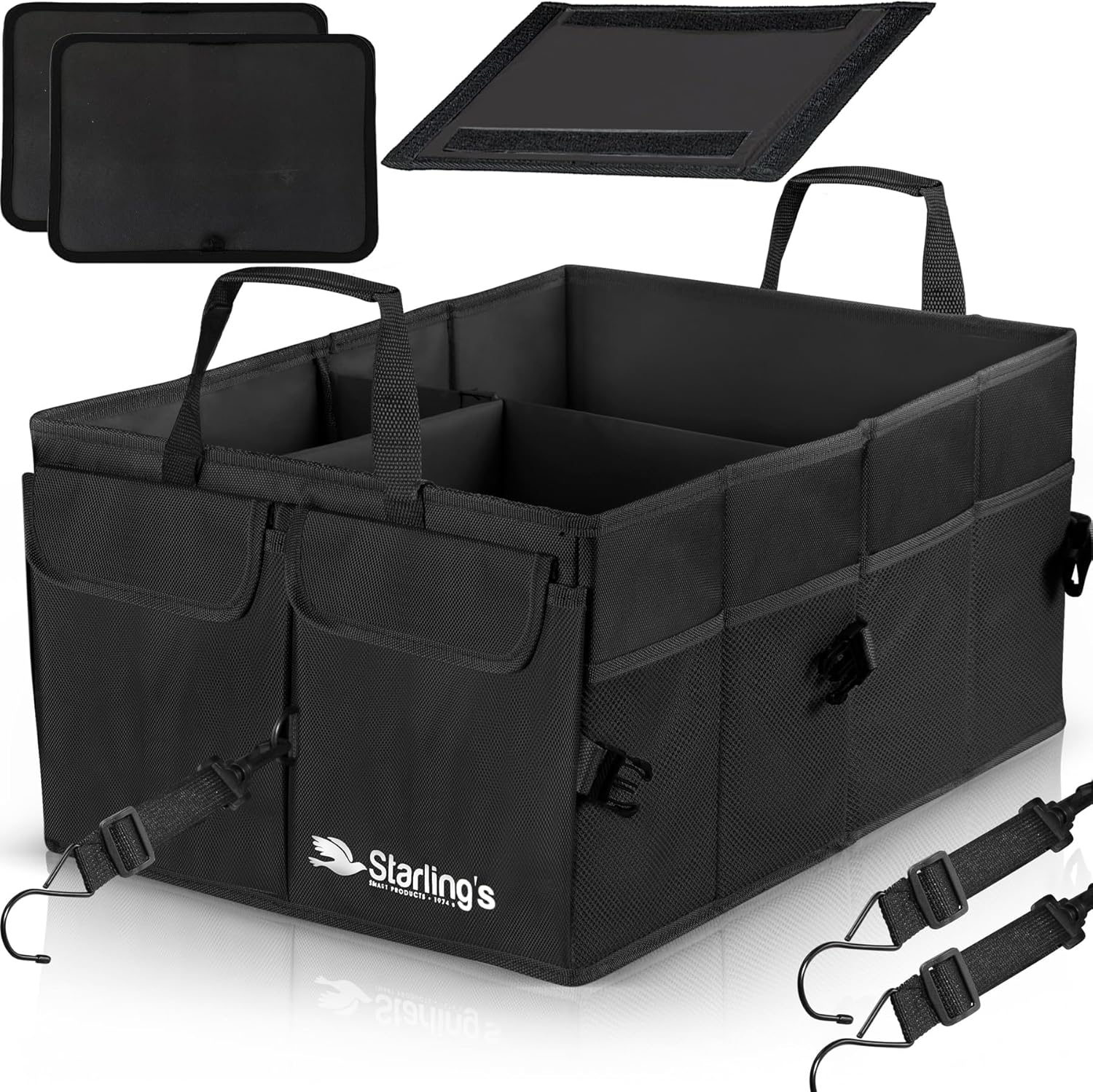 Starling'S Car Trunk Organizer - Car Boot Storage Bag, Durable Storage SUV Cargo Organiser Adjustable, Tidy Organization (Black)