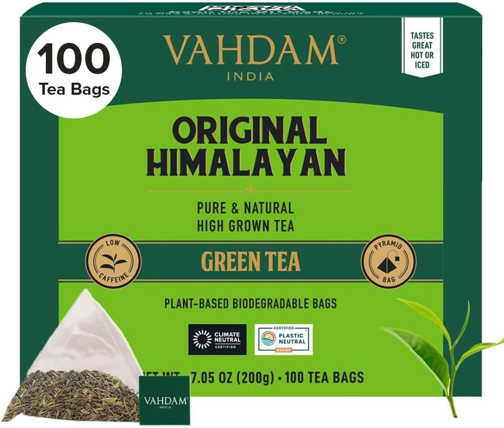 VAHDAM, Green Tea Bags (100 Plant Based Pyramid Tea Bags) Green Tea Leaves from Himalayas | Non GMO, Gluten Free, Naturally High Grown | Whole Loose-Leaf Tea Bags | Resealable Ziplock Pouch image number 4