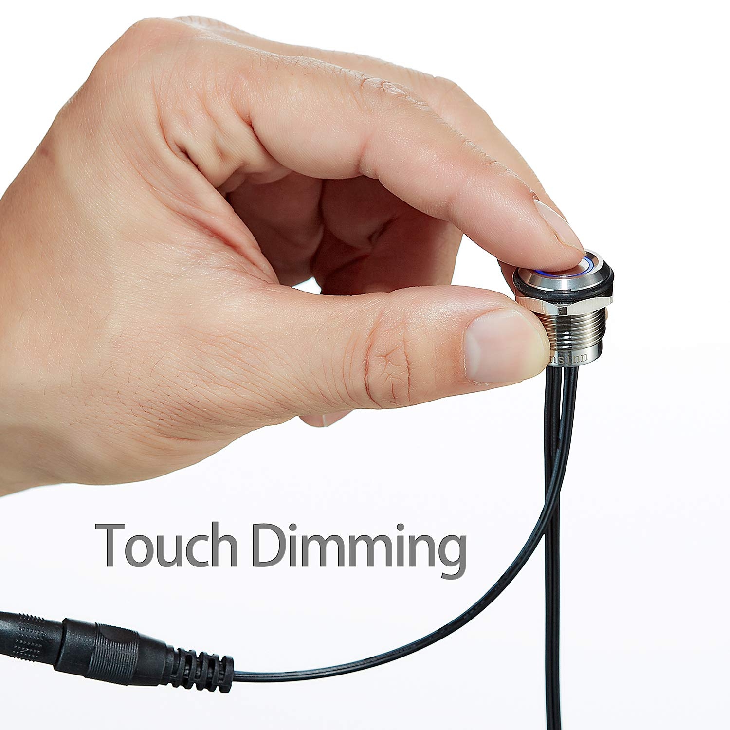 Momery Function 12V 24V Touch Dimmer Switch Blue Led for 16Mm 3/5'' Mounting Hole Lighting Control (16Mm Segmented Dim, Silver 1Pack) image number 3