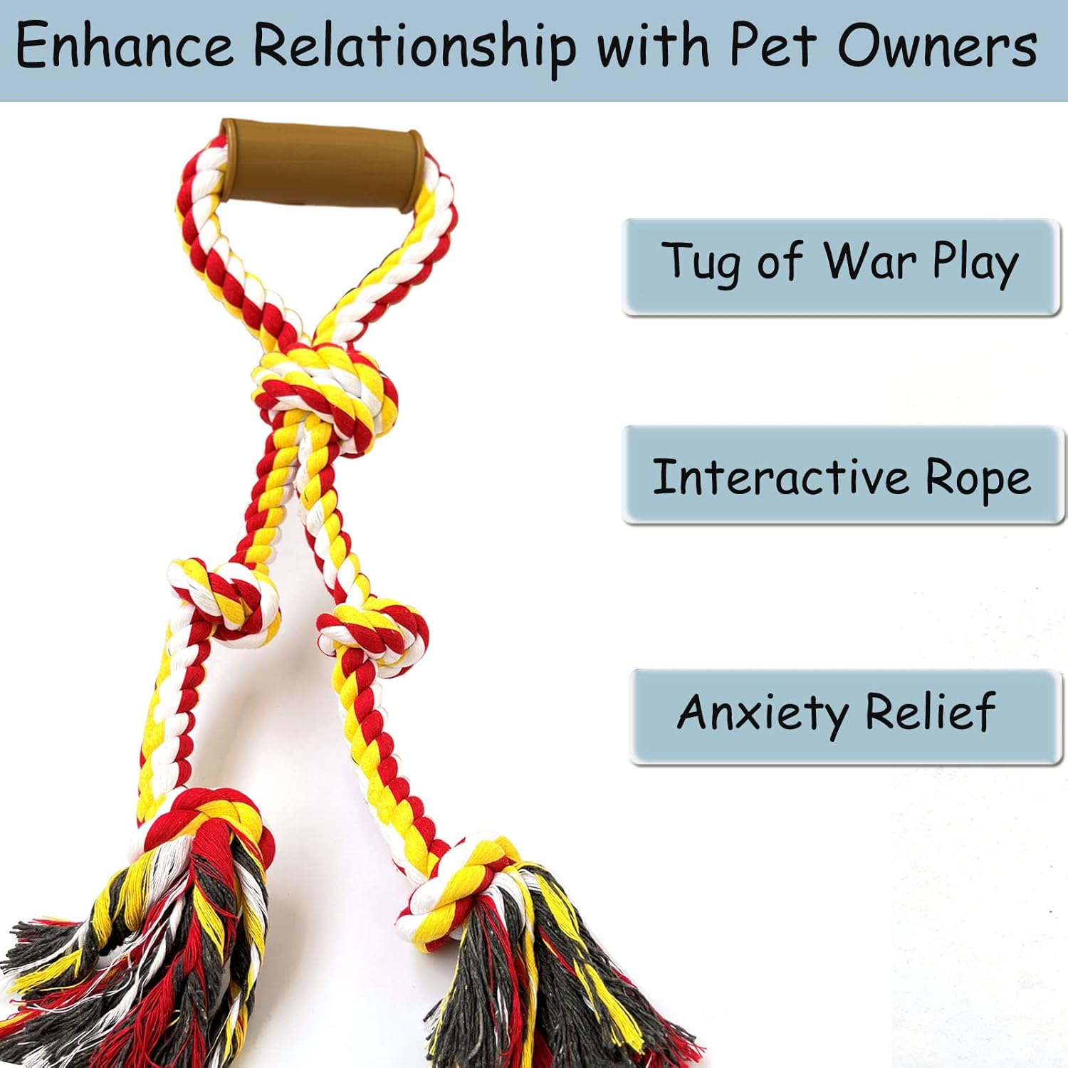 Extra Large Dog Rope Toys for Aggressive Chewers Tug of War Rope Interactive Heavy Duty Outdoor Medium Large Breed XL Dog Chew Rope Durable 3 Way Dog Rope Tough Pull Rope with Handle - Greenyellow image number 2