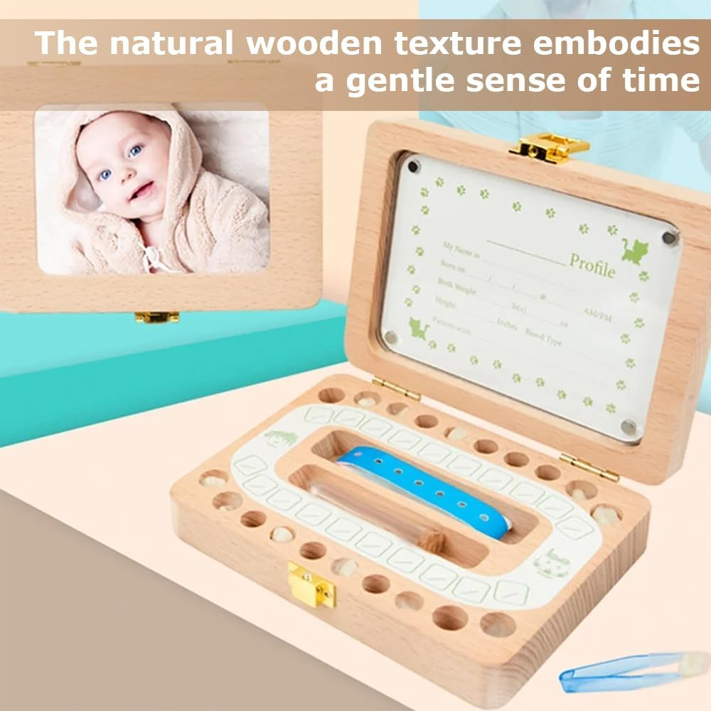 Baby Tooth Box, with Photo Frame,Wooden Baby Teeth Storage Box, Kids Keepsake Organizer, Infant Fetal Hair Storage Case,For Toddler&lsquo;S Teeth and Hair