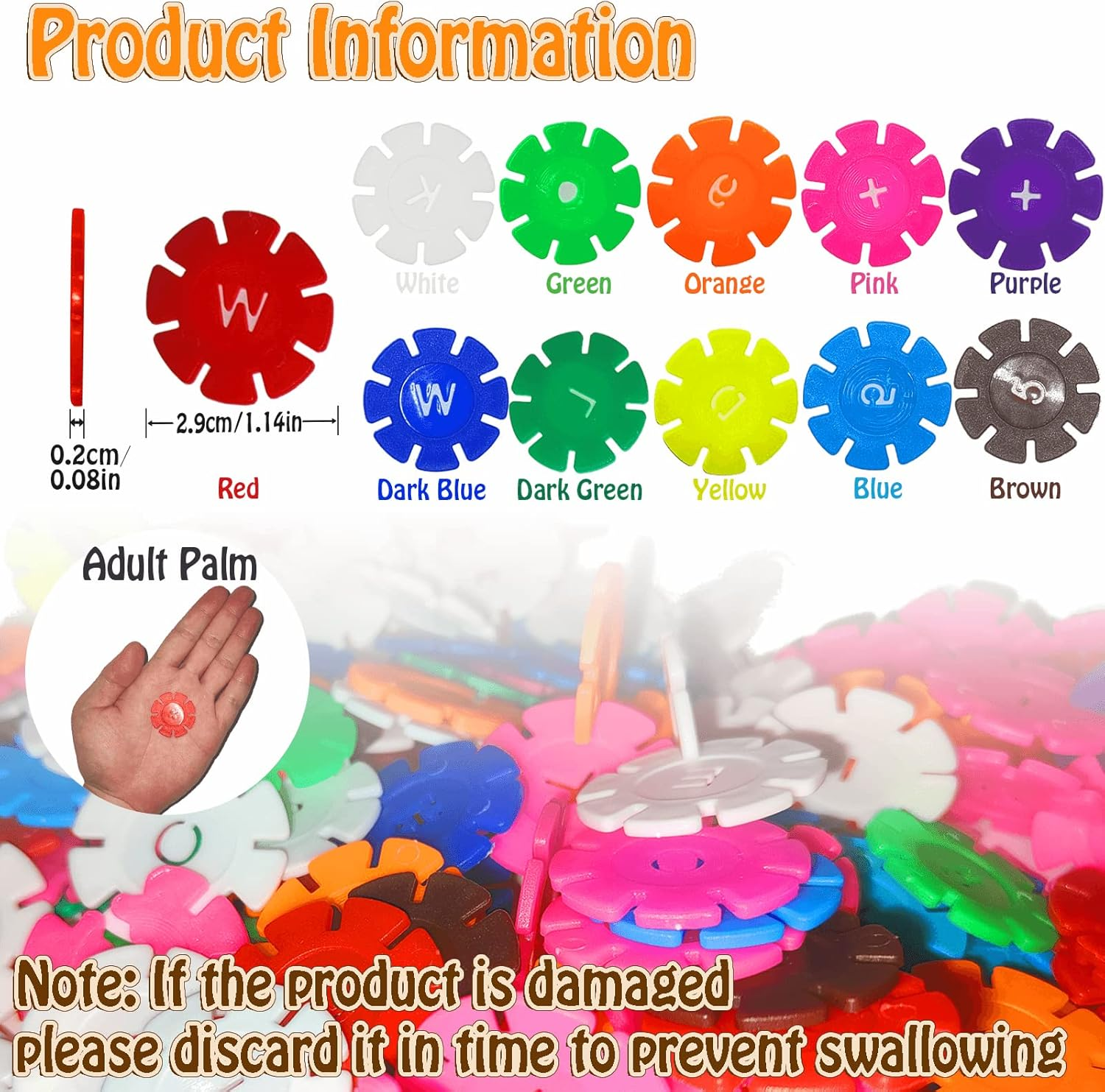 Building Blocks 400 Piece Interlocking Plastic Disc Set - Creative and Educational Toys Building Flakes Montessori Toys - a Great Stem Toy for Both Boys and Girls(Over 3 Year Old) image number 3