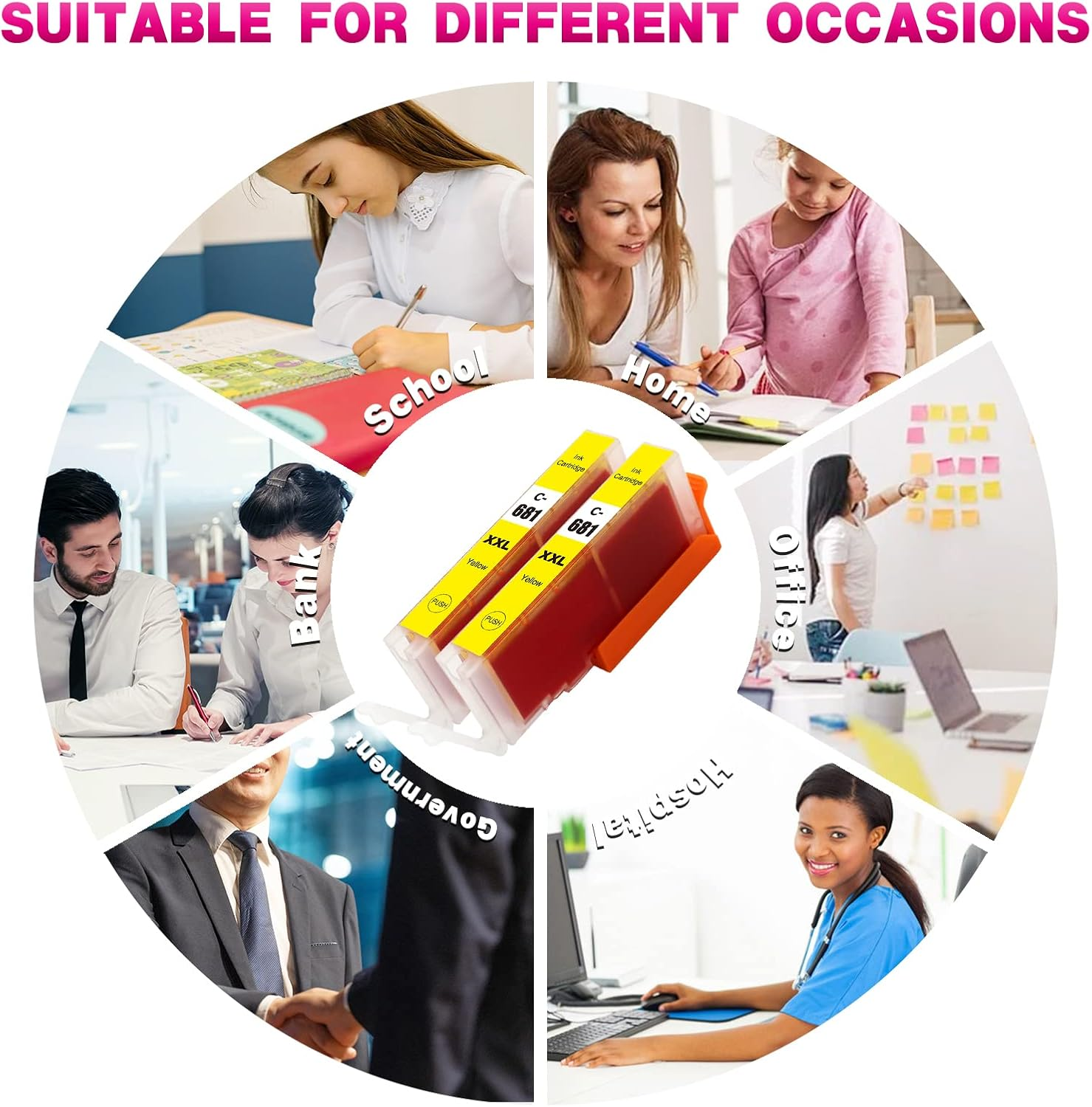 Greenark Compatible Canon 681Xxl Ink Cartridge CLI-681 XXL Ink Replacement for Canon PIXM TR7560 TR8560 TS6160 TS6260 TS8160 TS8260 TS9160 TS9560 TS706 Printer (2 Yellow) image number 4