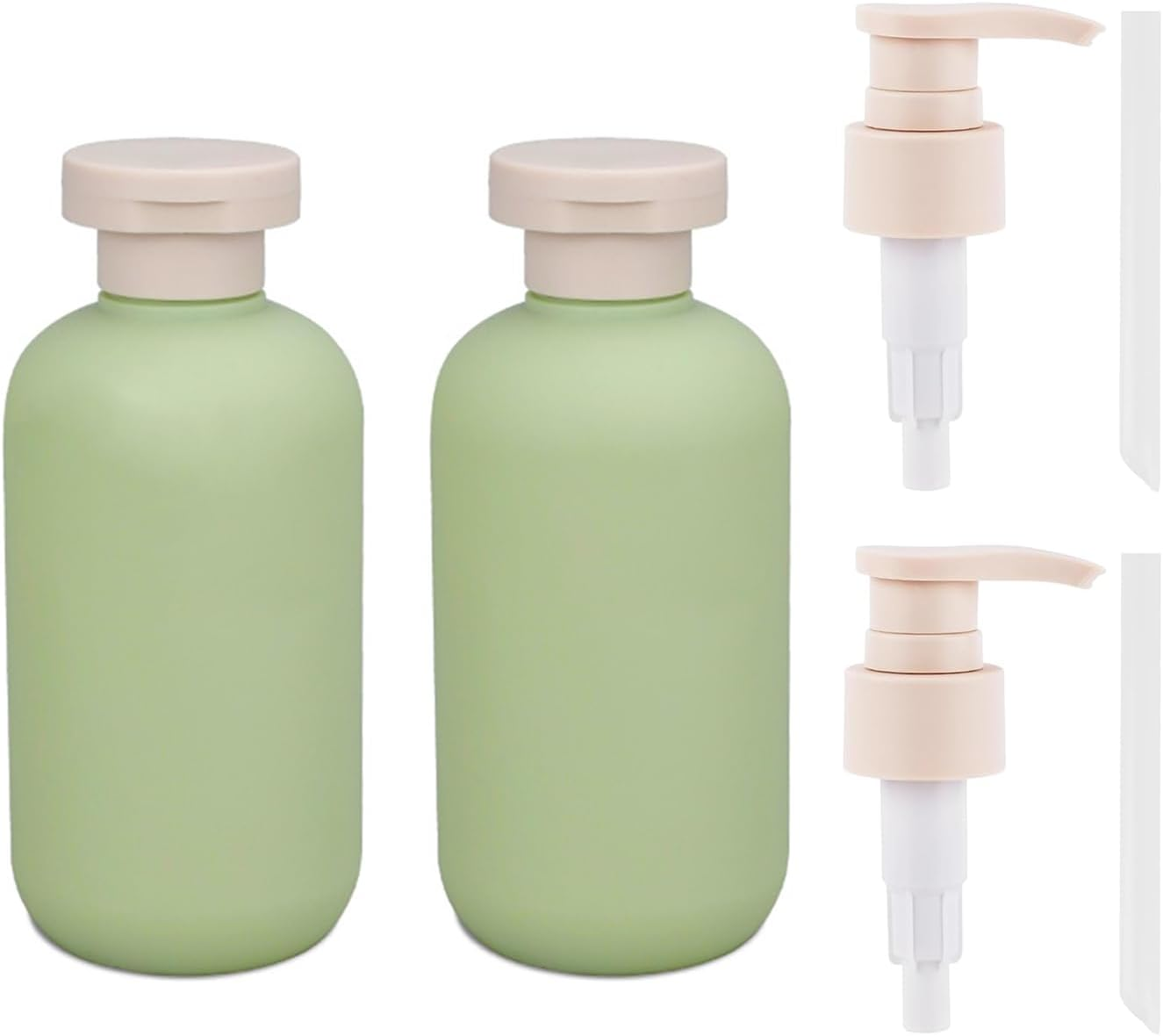 Plastic Squeeze Bottles with Flip Cap and Pump, 2Pcs Empty Squeeze Bottles with Flip Cap, Refillable Travel Bottles Shampoo Pump Bottles, Shampoo and Conditioner Bottles Travel Containers, 300Ml image number 1
