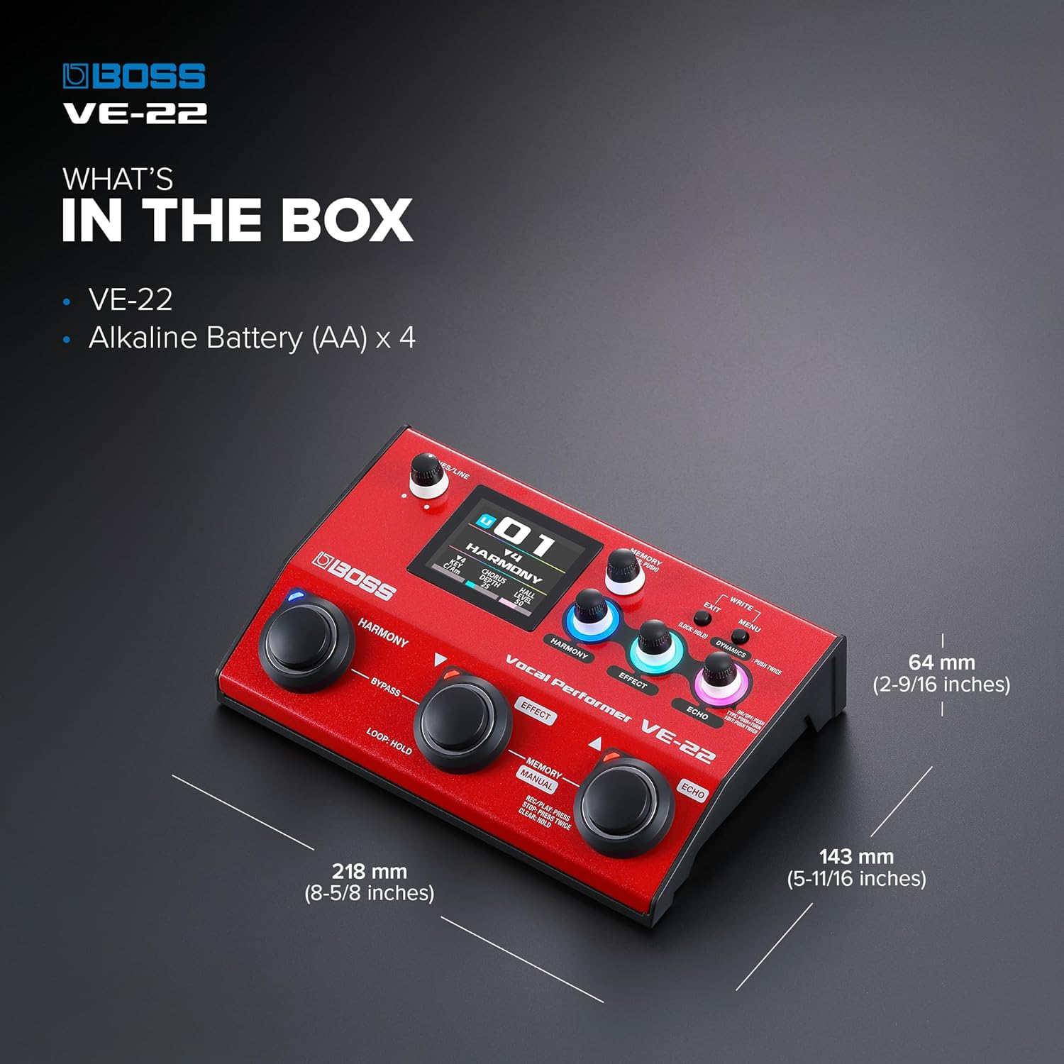 BOSS VE-22 Vocal Performer | Advanced Multi-Effects Processor for Singers | Powerful Harmony & Doubling Functions | Auto Pitch Correction | Ideal for Stage Performance, Recording, Livestreaming & More