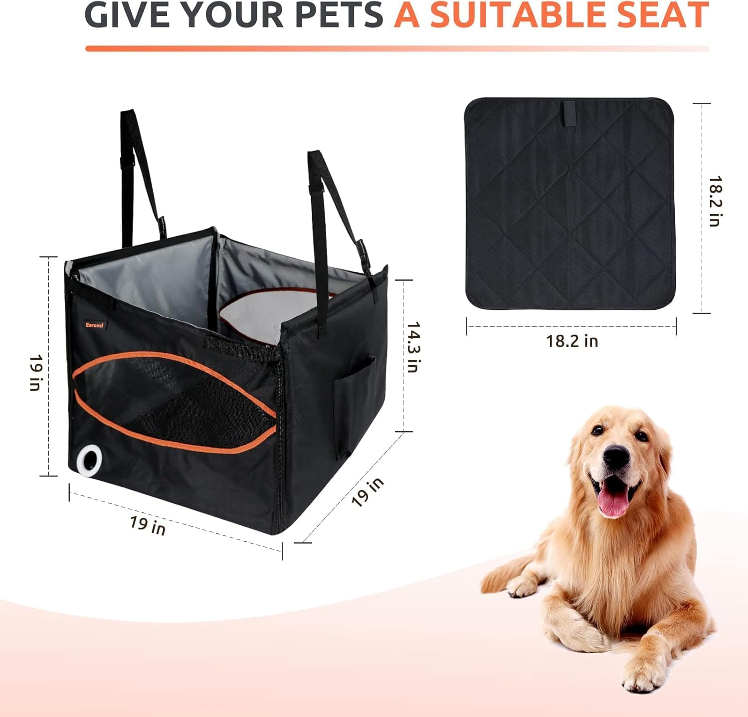 Dog Car Seat for Small/Medium Dogs,Reinforced Dog Hammock for Car Back Seat with Comfortable Pad,Breathable Mesh,Adjustable Safety Belt for Pets' Travel by Cars,Trucks,Suvs Dog Seat (Black) image number 4