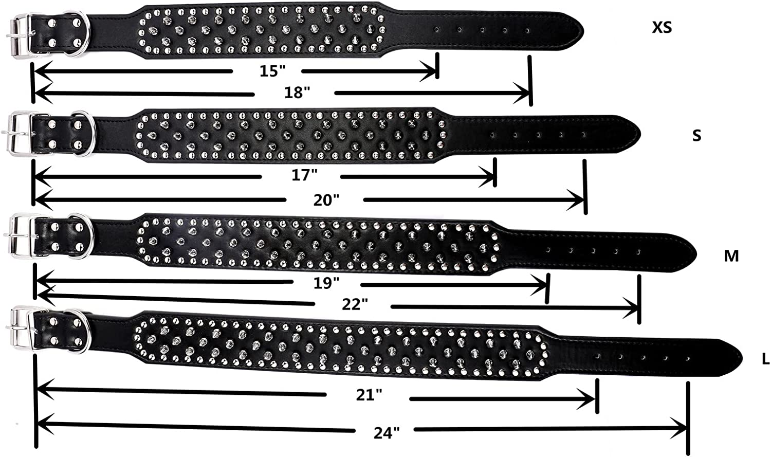 Hoot PU Leather Adjustable Spiked Studded Dog Collar 2" Wide 31 Spikes 52 Studs (S(Neck 17"-20"), Purple) image number 1