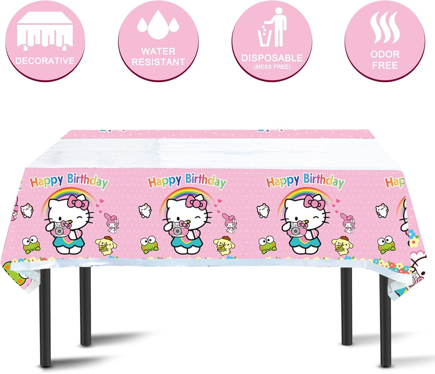 Kitty Birthday Party Supplies, 20 Plates, 20 Napkins and 1 Tablecover for Girls Kitty Party Decorations image number 4