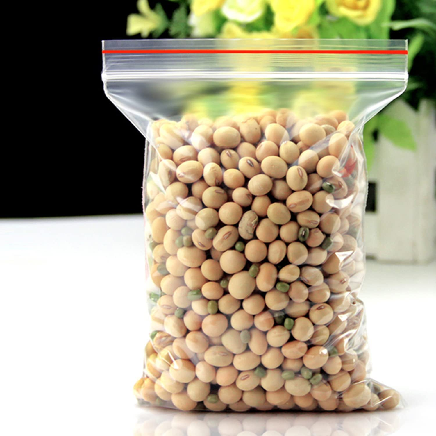 100Pcs Resealable Clear Zipper Poly Bags, Reclosable Ziplock Plastic Storage Packaging Bags for Jewelry, Food, Candy, Nut (5X7.5 Inches) image number 2