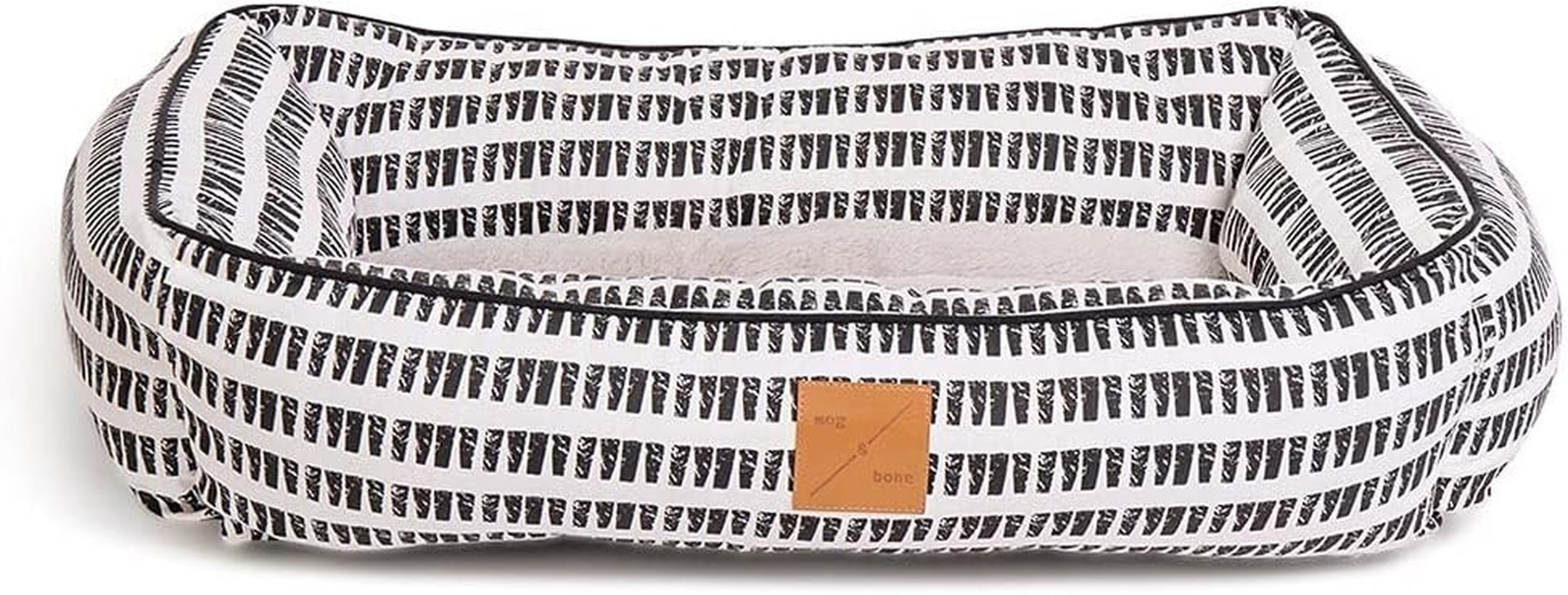 Mog & Bone Bolster Dog Bed, Navy Hamptons Stripe, Small