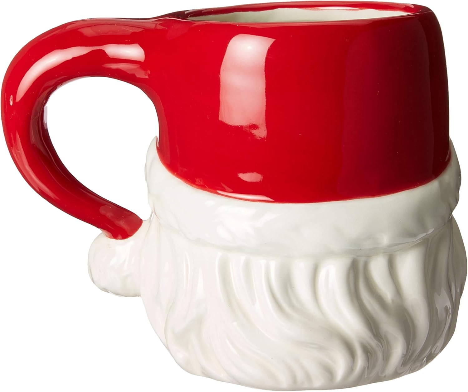 Christmas Ceramic Classic Santa Heads Beverage Drinking Mugs, Red & White, Set of 4, Medium, 5.5" X 3.9" X 4.1" image number 1