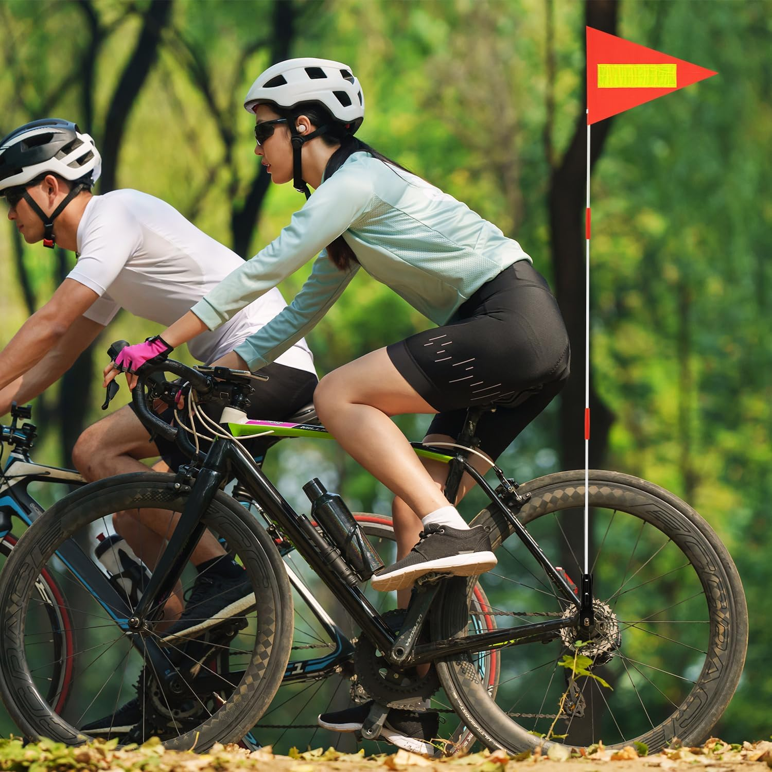 2Pcs Bike Safety Flag, Adjustable Height Bicycle Flag Reflective Atv Safety Flag with Fiberglass Pole Waterproof Bike Flag Orange Flag Bicycle Accessories for Adult and Children'S Bicycles image number 3