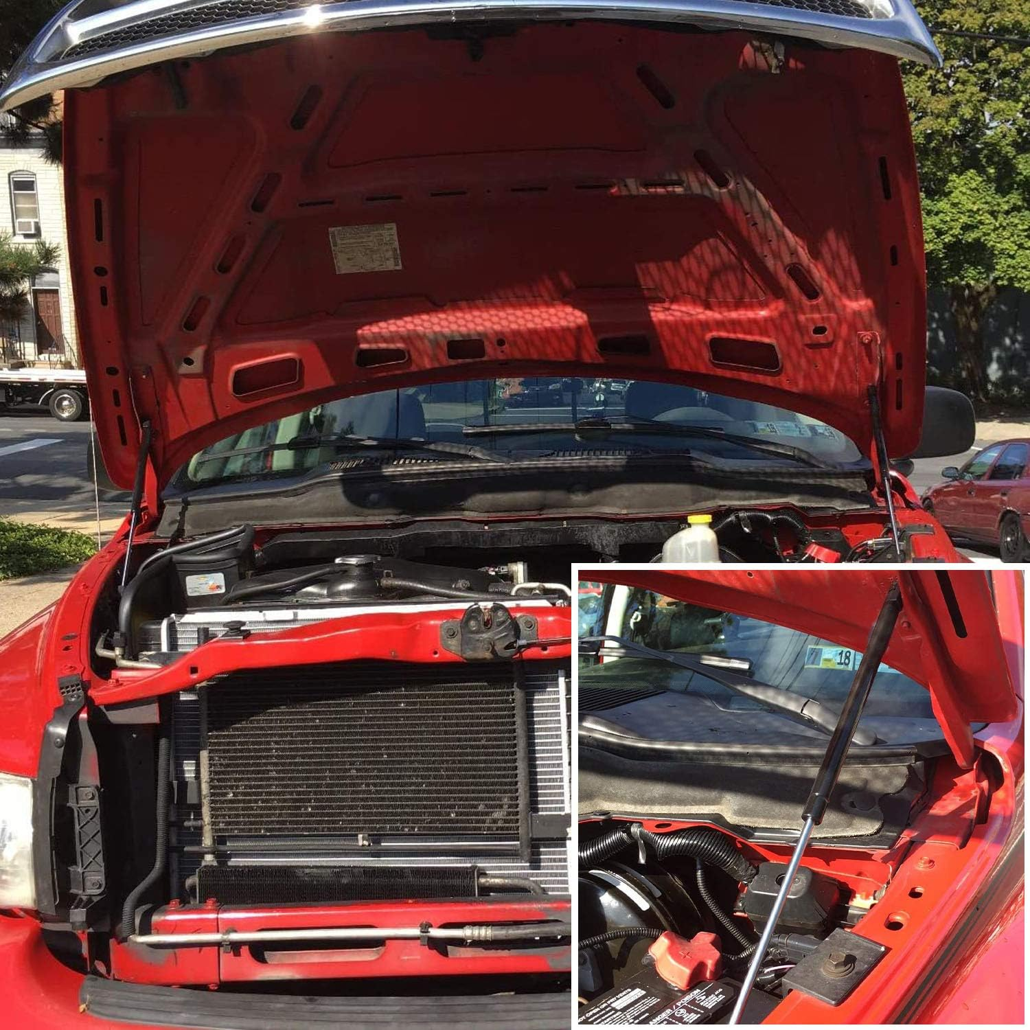 Vepagoo 4364 Red Front Hood Gas Struts Shocks Lift Supports Compatible for 2002-2010 Dodge Ram 1500/2500/3500/4500/5500 Spring image number 5