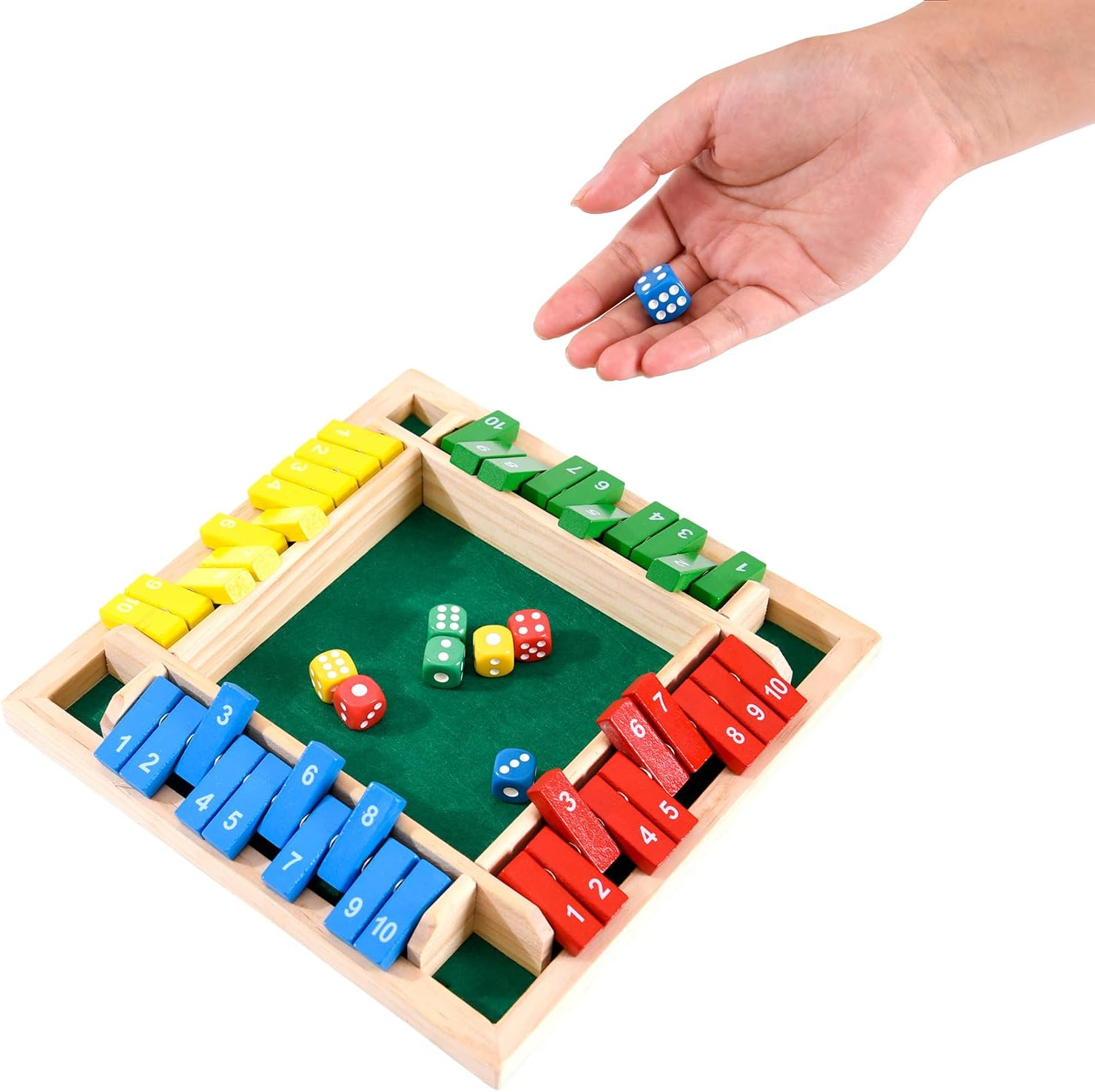 Shut the Box Game, 2-4 Player Wooden Board Game with 8 Dice, Classic Math and Strategy Game for Kids and Adults, Perfect for Home, Classroom, Parties, and Pubs image number 2