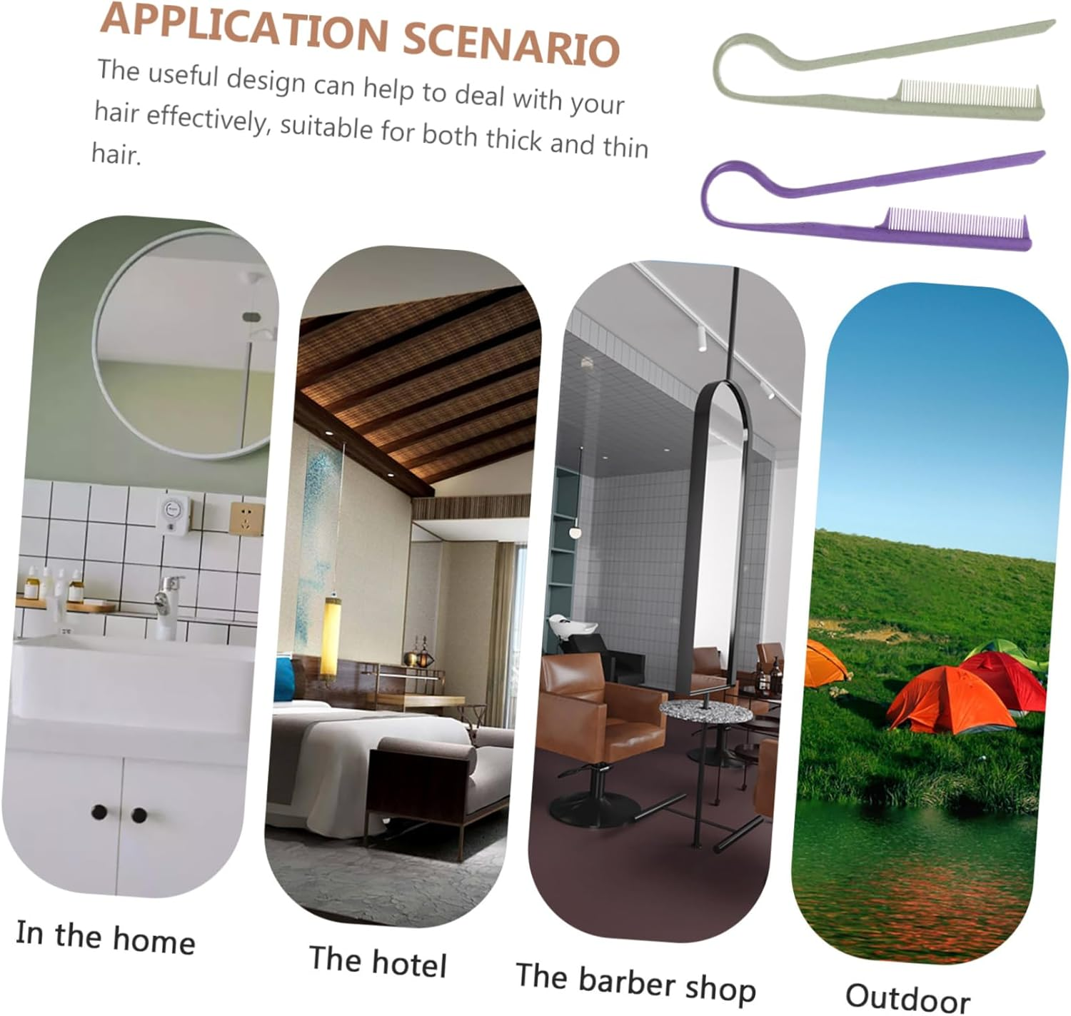 2Pcs Straightening Comb V-Shaped Styling Hair Comb Plastic Fine Tooth Hair Parting Tool for Women image number 4