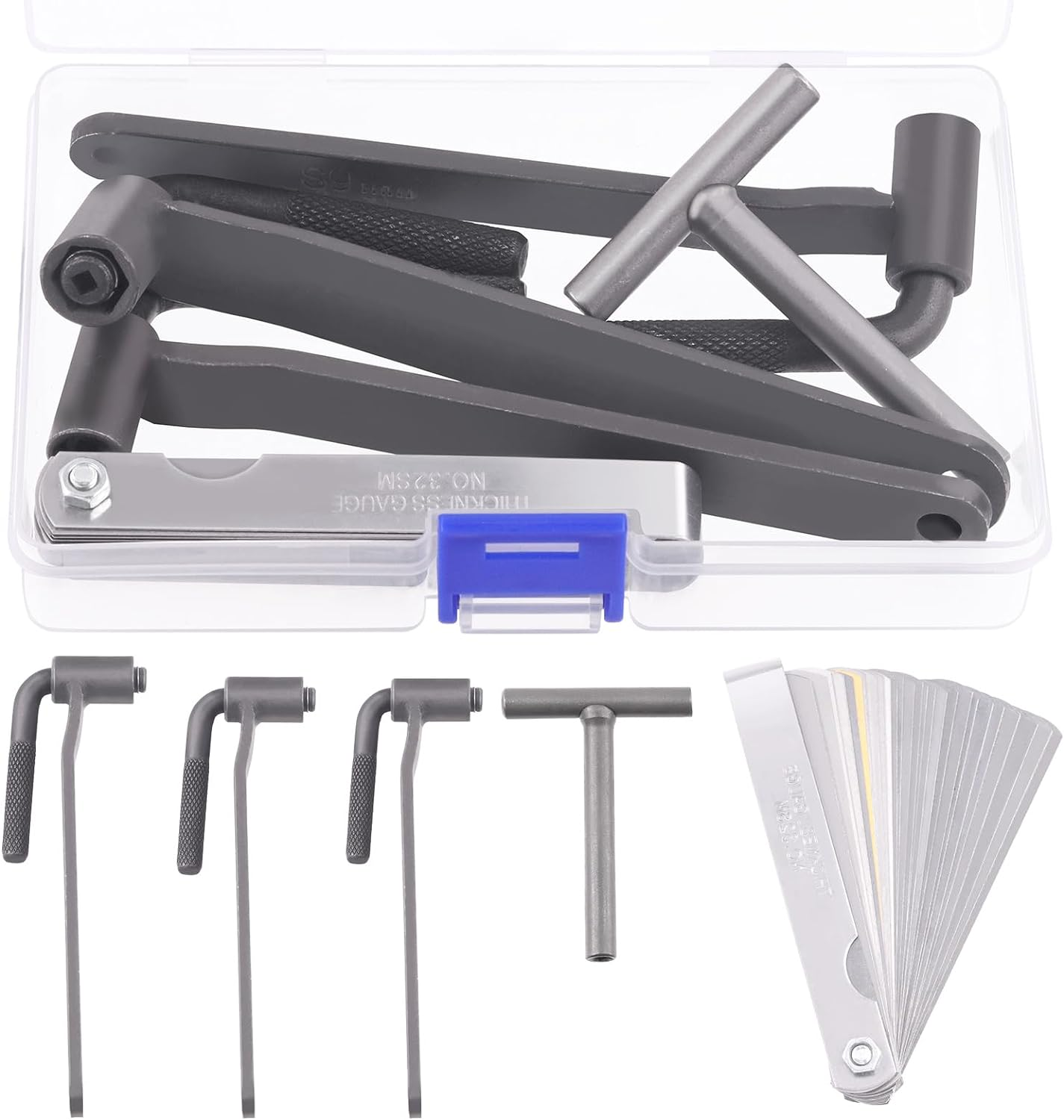 Tanstic 5Pcs Motorcycle Engine Valve Adjustment Tool Set, 8Mm 9Mm 10Mm Valve Screw Spanner, Engine Valve Screw Repair Wrench, Valve Adjusting Square Hexagonal Spanner with Feeler Gauge image number 4