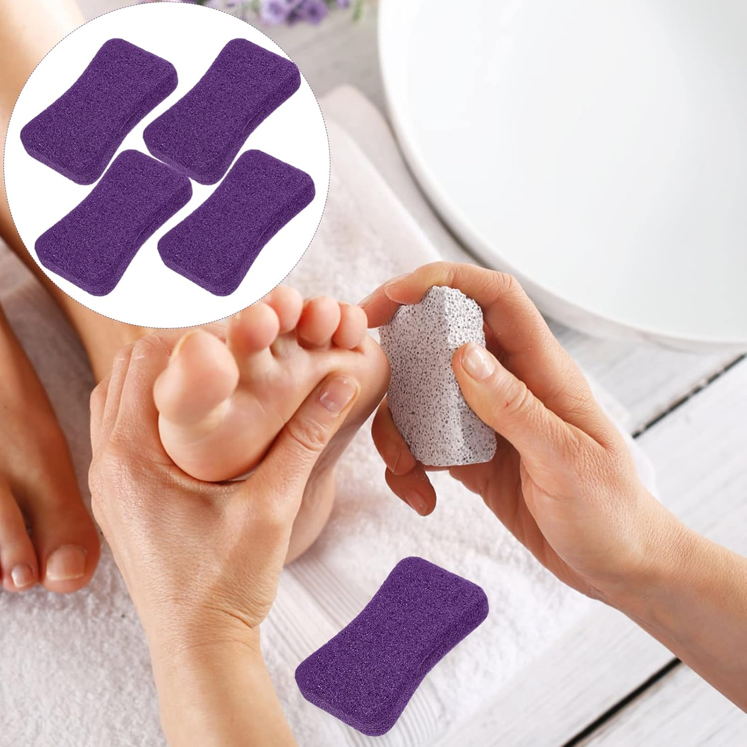4Pcs Foot Care Pedicure Tools Exfoliating Pumice Stone Foot Peel Callus Remover Scrubber image number 3