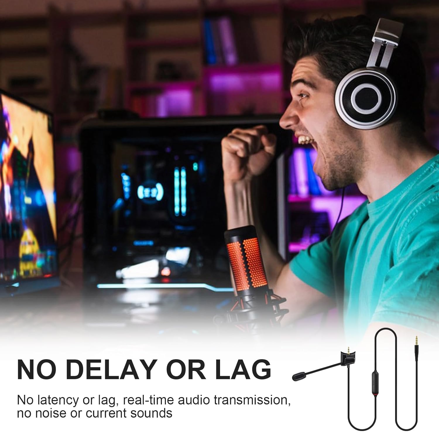 Replacement for QC35II Detachable Boom Microphone Cable with Mute Switch Compatible with Bose Quietcomfort 35 & Quietcomfort 35 II Headphones for PS4 PS5 Xbox One Controller image number 5