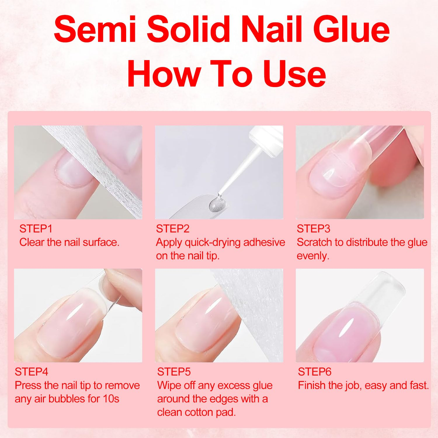 Nail Glue,2-1 Semi Solid Nail Glue No Need for UV Lamp with Quickly Nail Glue Remover Kit,Super Strong Nail Glue for Acrylic Nails Professional Nail Tip Glue for Press on Nails Glue Gel Kit