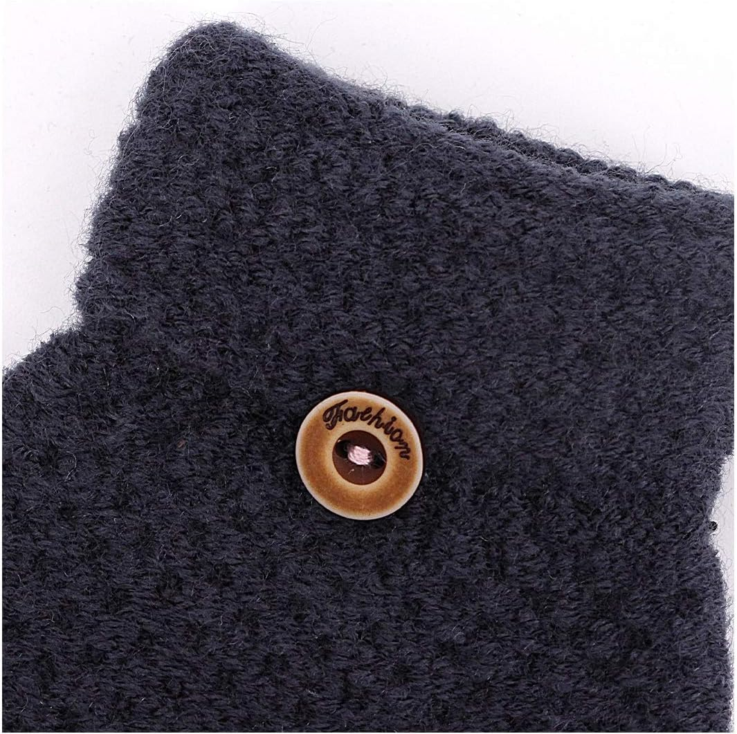 Surkat Winter Half Finger Gloves Knitted Mittens Convertible Flip Top Fingerless Gloves for Girls Boys Kids Children image number 3