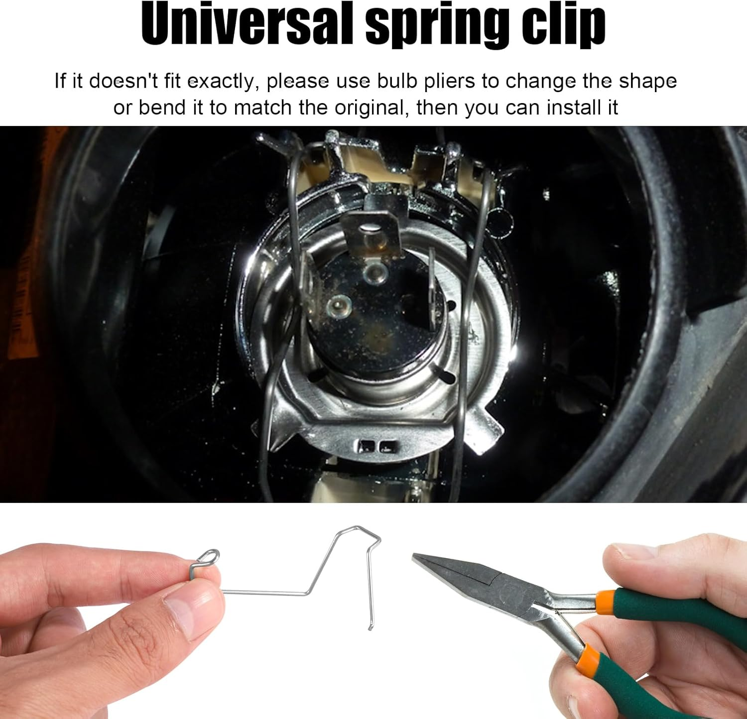 Gosknor 24Pcs Universal Headlight Bulb Retainer Spring Clips, 12 Styles, Stainless Steel, Steel Color, Car Headlight Headlamp Clamp, H1/H3/H4/H7 Bulb Holder image number 2