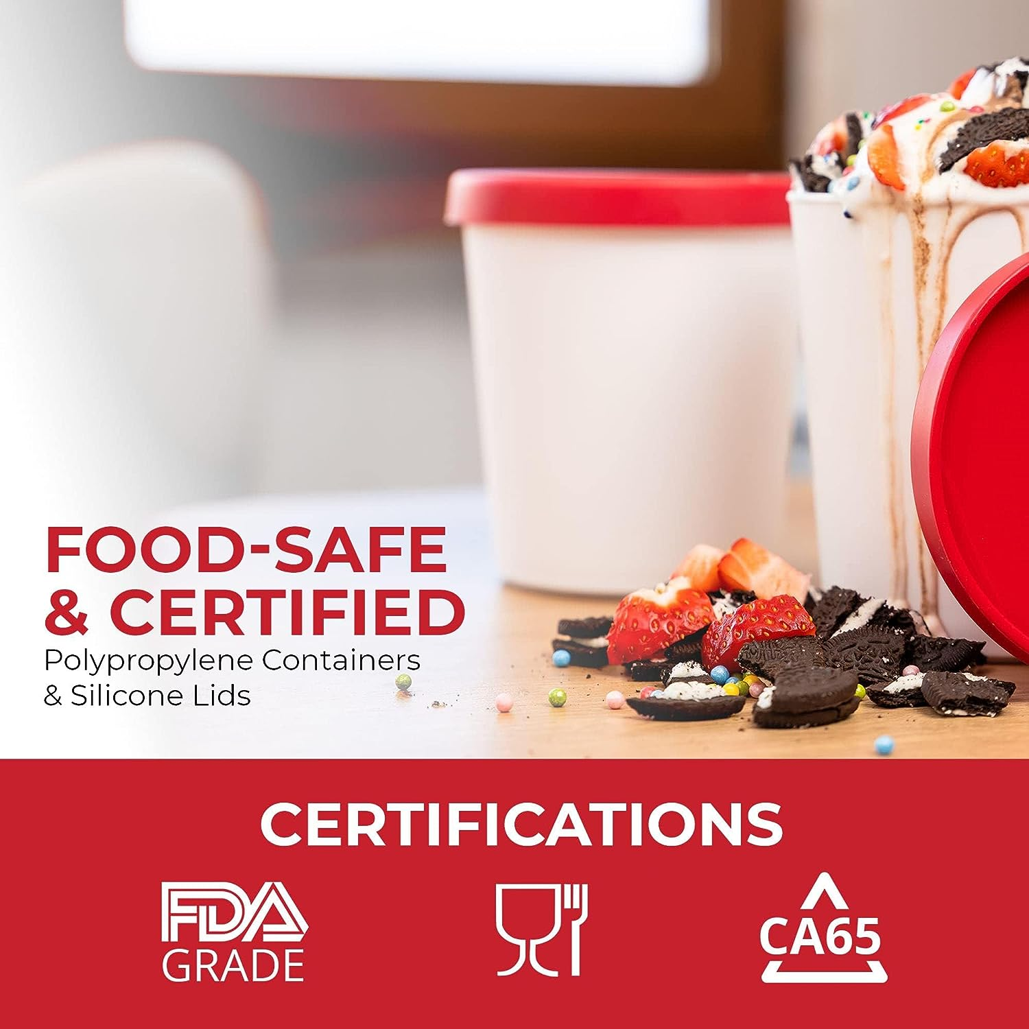 Cream Containers for Homemade Ice Cream (2 Pcs) - Reusable Ice Cream Storage Containers for Freezer - Leak-Free Ice Cream Containers with Silicone Lids (Green) - 1 L per Ice Cream Container image number 4