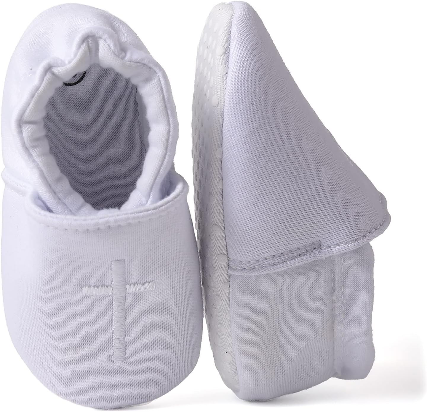 Baby Baptism Shoes for Boys Girls - White Christening Easter Shoes with Embroidered Cross, Great for Baptism Outfit image number 2