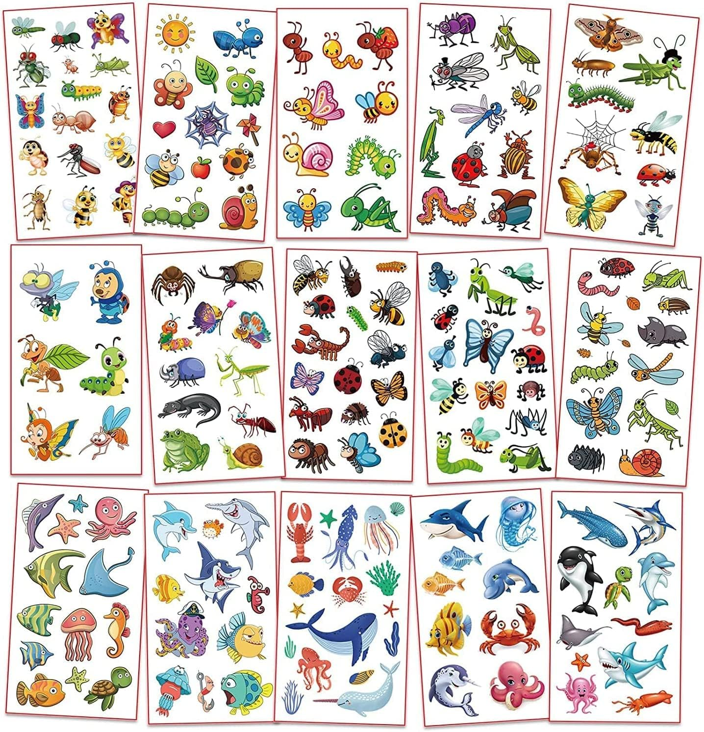 Animals, Insects, Sea Animals (350 PCS) Kids Waterproof Temporary Tattoos,Children'S Temporary Tattoo Toys,Boy Face Tattoo Stickers,Goody Bag Stuffers Party Bag Fillers image number 4