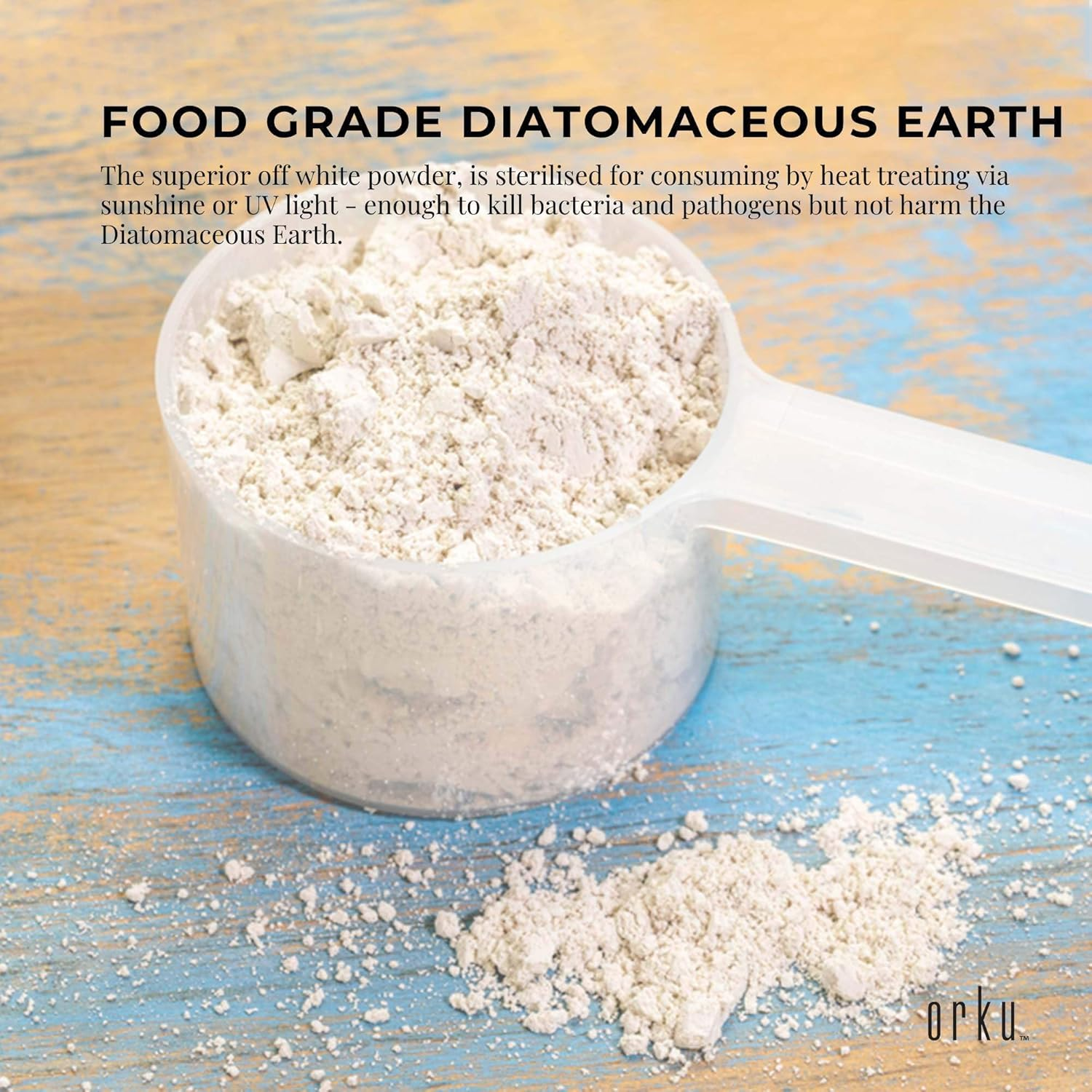 300G Organic Fine Diatomaceous Earth Tub - Food Grade Fossil Shell Flour Powder image number 1