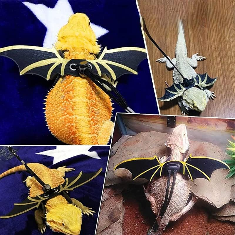 AIMALL Lizard Harness Leash Bearded Dragon+Cool Leather Wings Reptile Adjustable, Comfortable & Lightweight image number 1