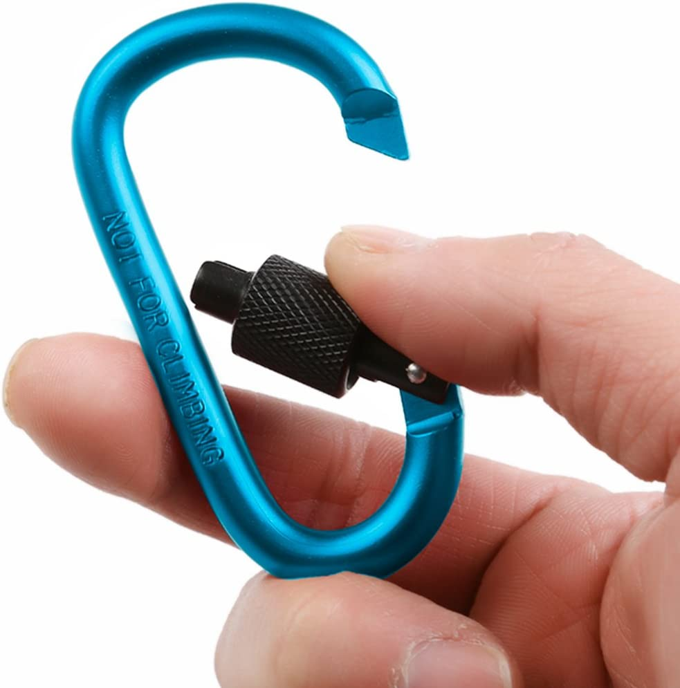 Yucool 10 Pack Aluminum D-Ring Carabiners, D Shape Keychain Clips Hook Spring-Loaded for Camping Hiking Fishing, with 10 Stainless Steel Wire Keychains, 10 Key Rings - Multi-Color image number 4