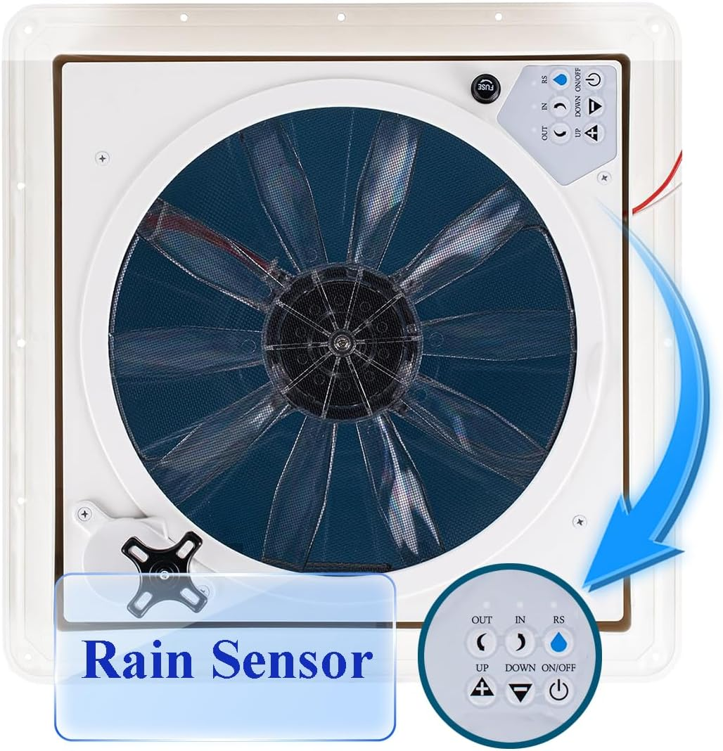 RV Roof Vent Fan 12V Auto Remote Control 14'' Inch 10 Speed (Smoke) image number 3